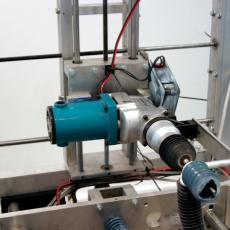 Closeup of the hammer drill in the machine.